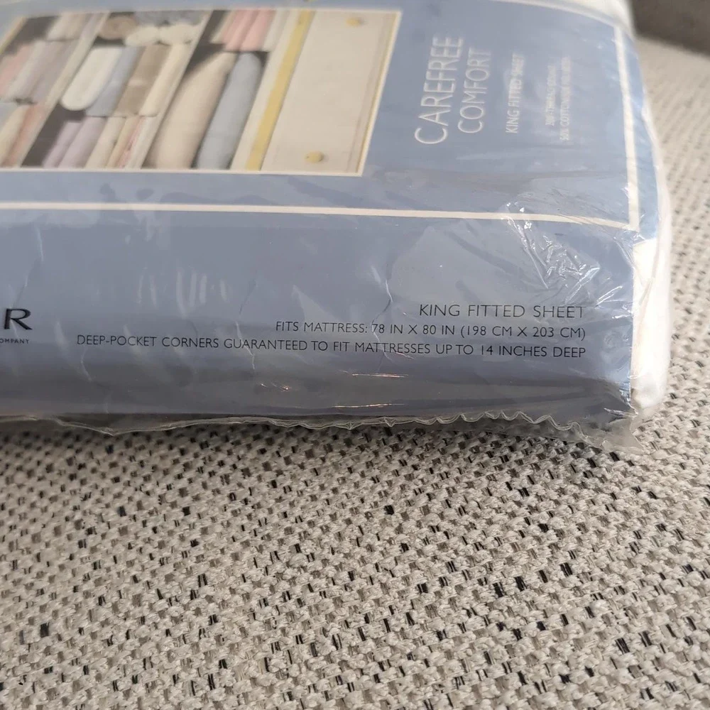Vintage Villager Fitted Sheet King Ivory Carefree Comfort 200TC Liz Claiborne - Picture 5 of 5
